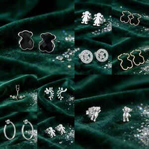 1pcs TOUS Silver Bear Mini Hoops Gold Pushback S925 Earrings or Pendant